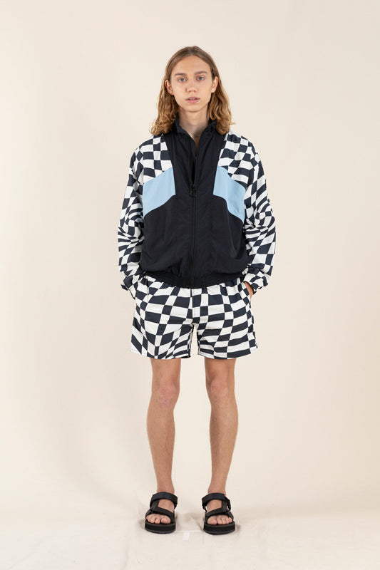 NEW GROUNDED Black Twisted Checkers - Bermuda Shorts