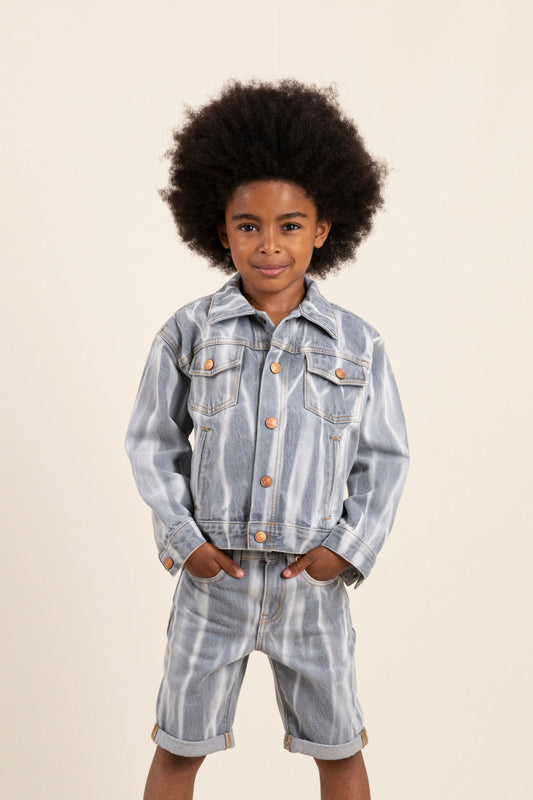 NICK Light Grey Tie & Dye - Denim Jacket