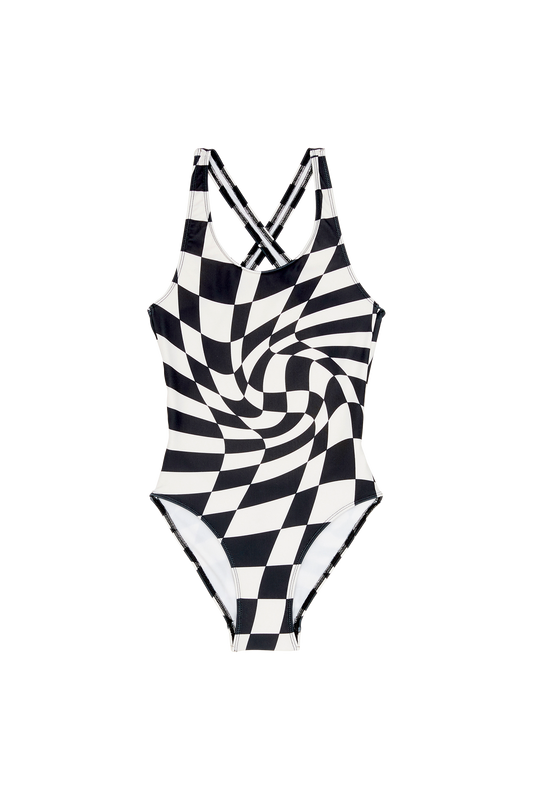 OLIVIA Black Twisted Checkers - Swimsuit