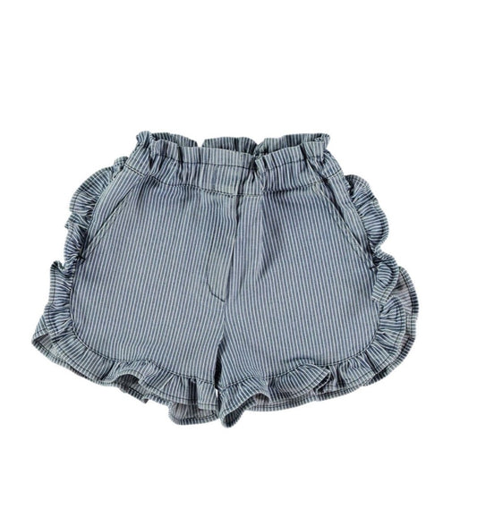 Striped denim frill shorts Shorts Coco au lait
