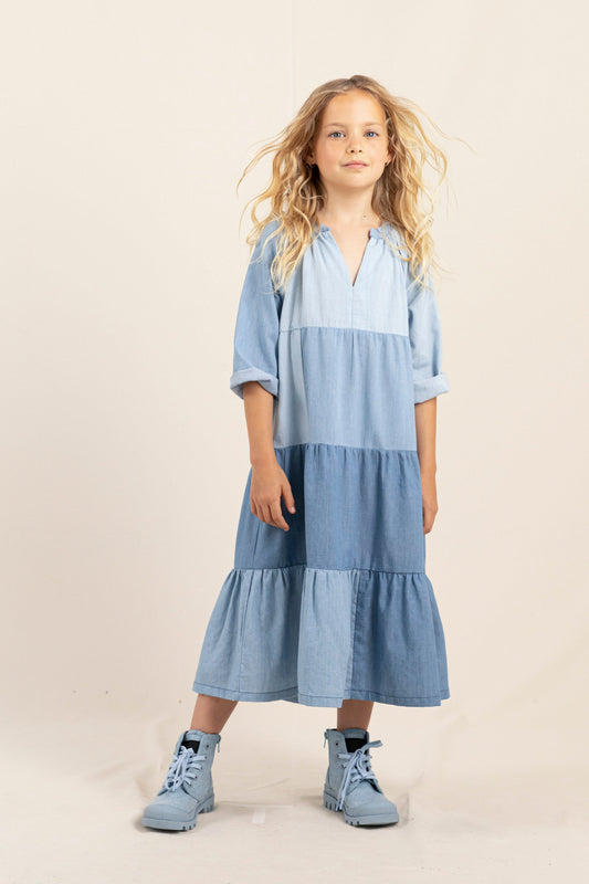 ROSABEACH Blue Denim Patch - Long Beach Dress