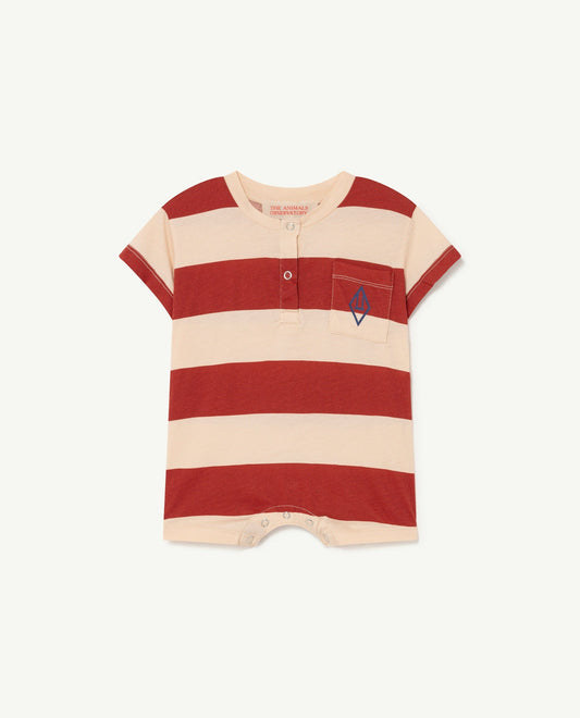 Rabbit baby jumpsuit Beige Stripes Baby Grows The Animals Observatory