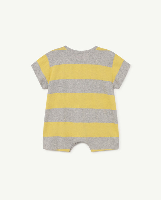 Rabbit baby jumpsuit Grey Stripes Baby Grows The Animals Observatory