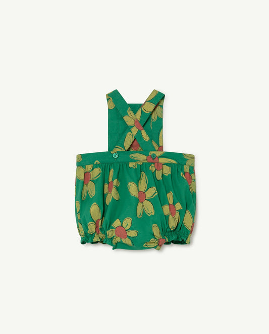 Meerkat baby jumpsuit Green flowers Baby Grows The Animals Observatory