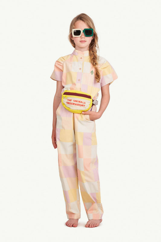 Grasshopper kids jumpsuit Beige cubes Jumpsuits The Animals Observatory