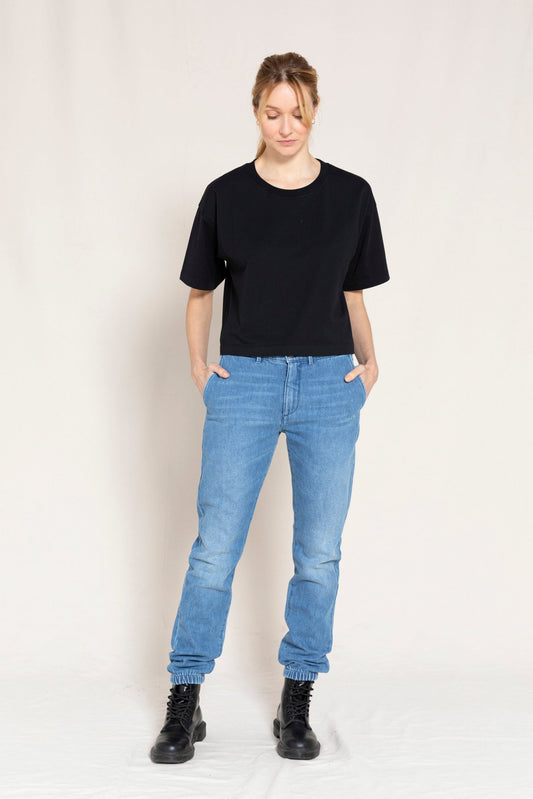 SKATER Medium Blue - Elasticed Bottom Chino Fit Pants