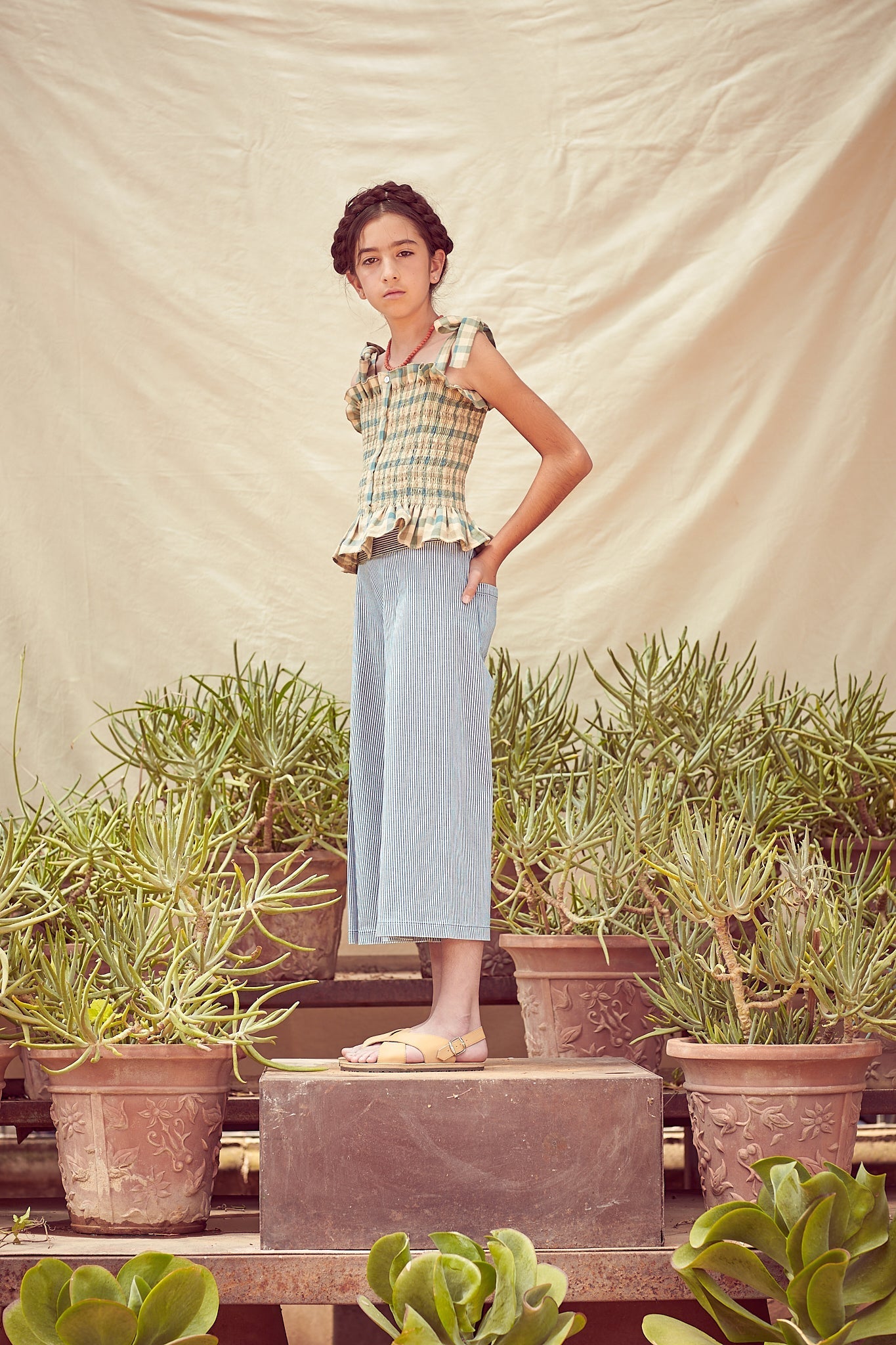 Striped denim trousers Trousers Coco au lait