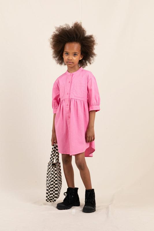 SWING Fluo Pink - Short Sleeve Shirt Dress
