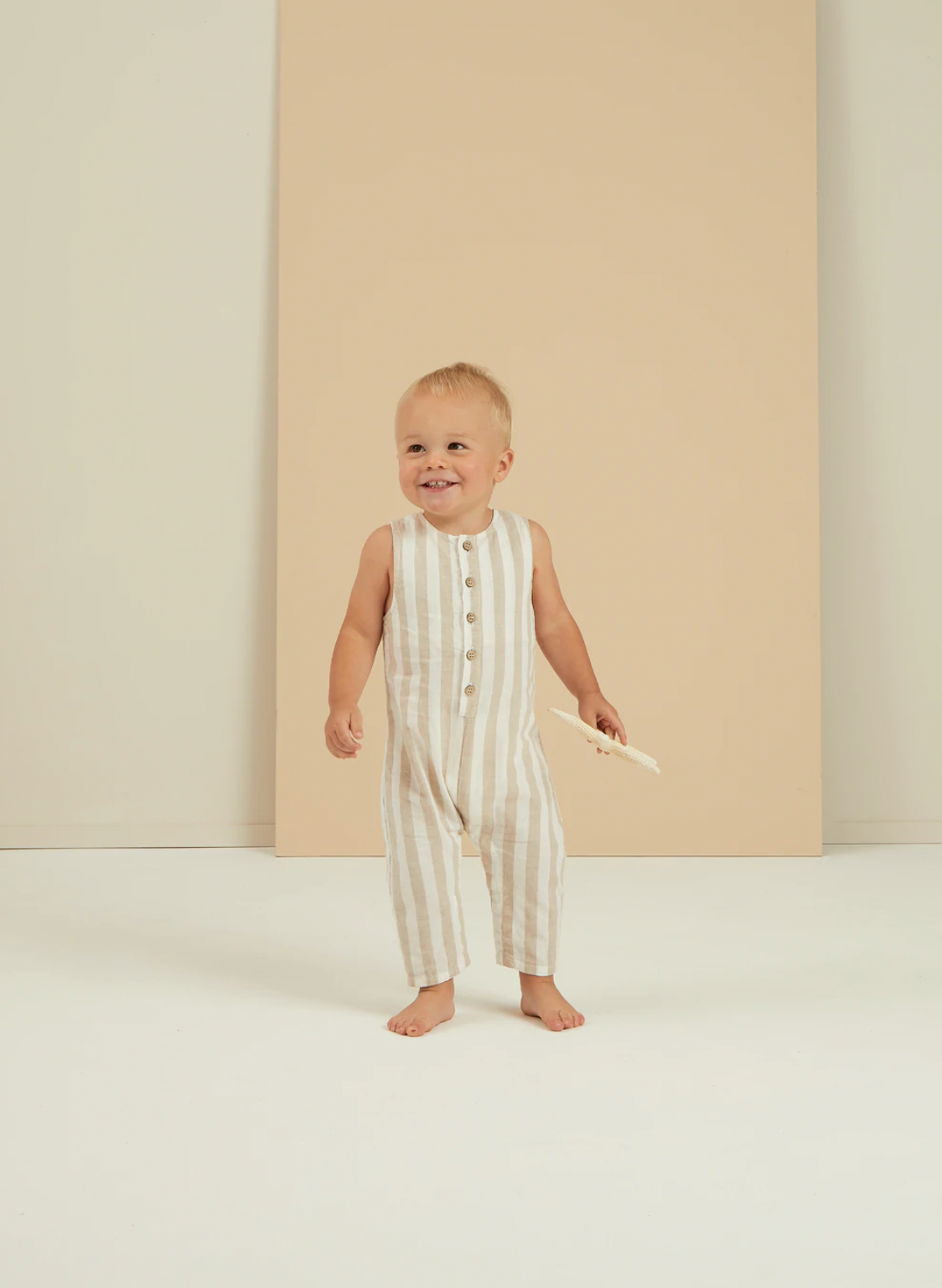 Button jumpsuit grey stripe