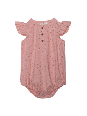 Pink babies' romper with flowers Baby Grows Tiny Bunny