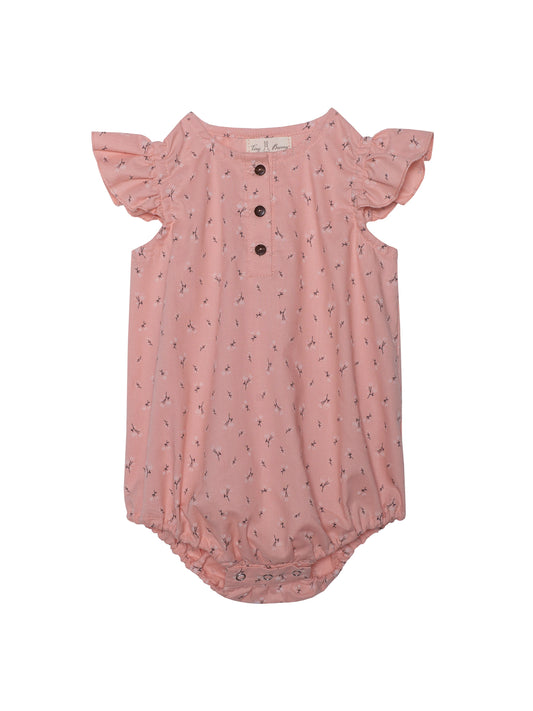 Pink babies' romper with flowers Baby Grows Tiny Bunny