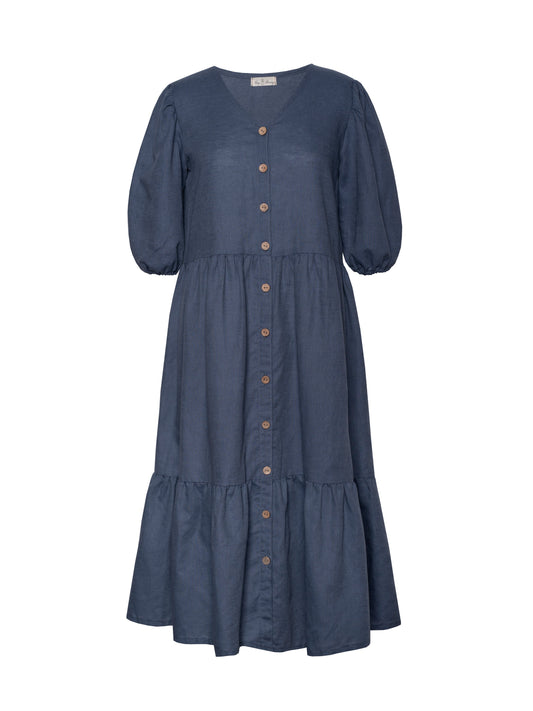 Linen blend dress - blue Dresses Tiny Bunny