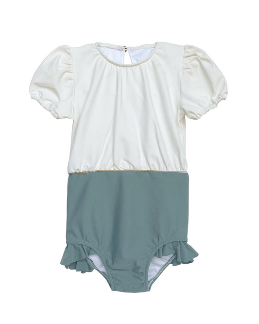 Tee Swimsuit Ivory Green Swimwear Cosmosophie