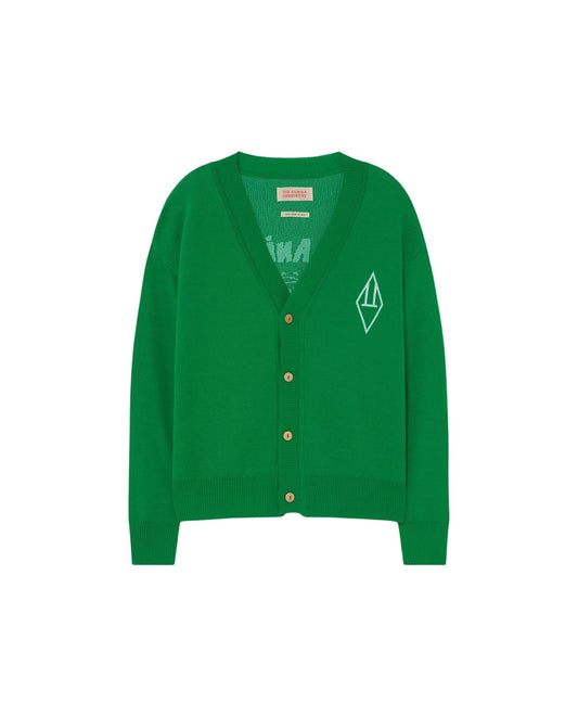Plain racoon cardigan Green Knitwear The Animals Observatory