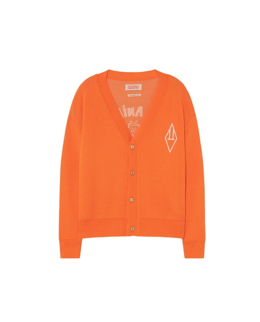 Plain racoon cardigan Orange Knitwear The Animals Observatory