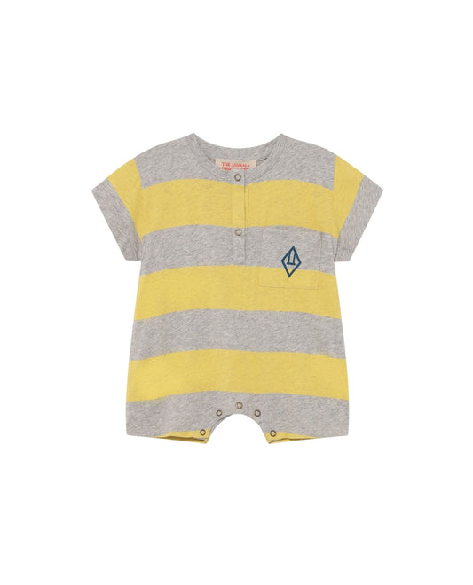 Rabbit baby jumpsuit Grey Stripes Baby Grows The Animals Observatory
