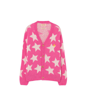 Stars racoon cardigan Pink Knitwear The Animals Observatory