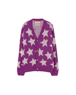 Stars racoon cardigan Purple Knitwear The Animals Observatory