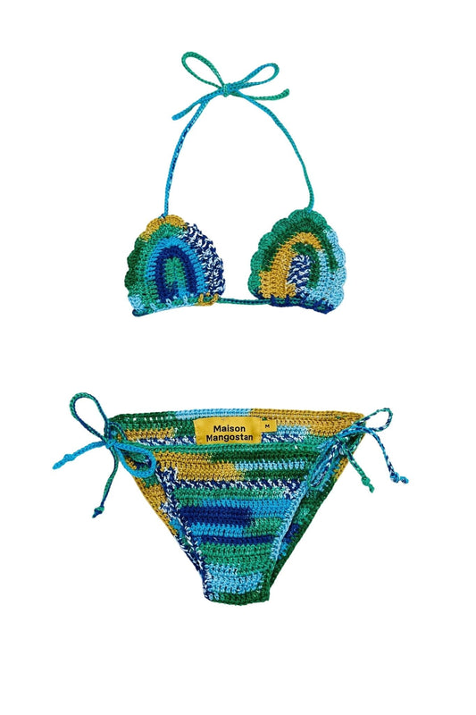 Crochet Bikini Blue Swimwear Maison Mangostan