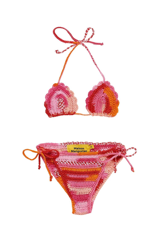 Crochet Bikini Orange Swimwear Maison Mangostan