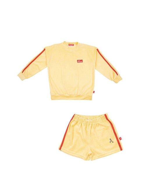 Yellow Velvet Shorts/Sweatshirt Set Sweatshirts Les Écoliers
