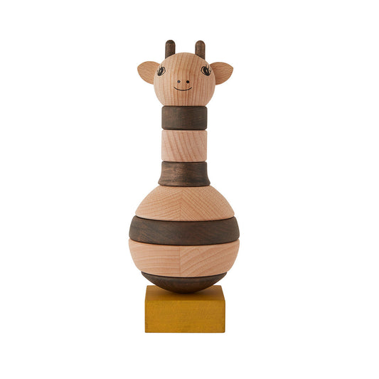 Wooden Stacking Giraffe - Nature / Dark Wooden Toy OYOY
