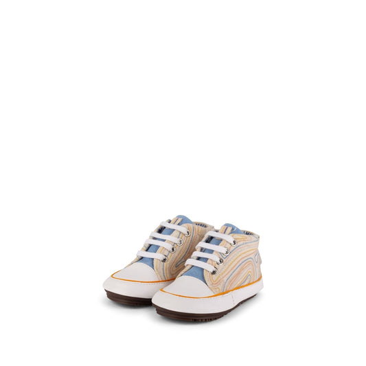 Cream/Blue Eco sneaker Booties Shoes & Booties Dulis Shoes