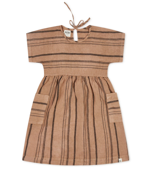 Eden Dress Tan & Striped Dresses Matona