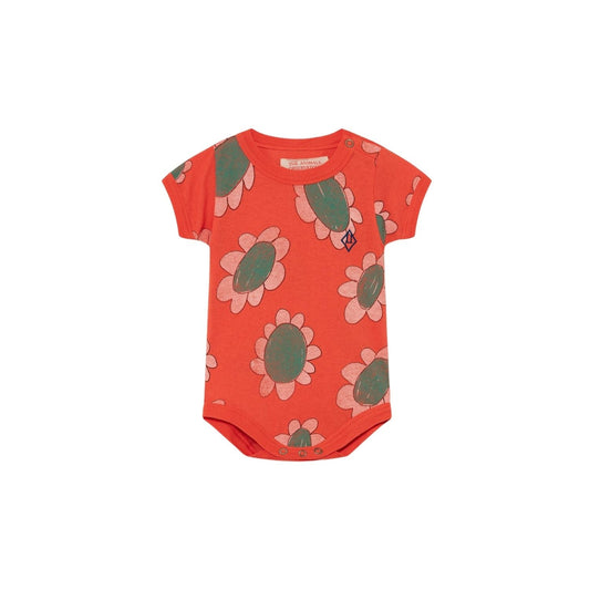 Chimpanzee baby body Red flowers Baby Grows The Animals Observatory