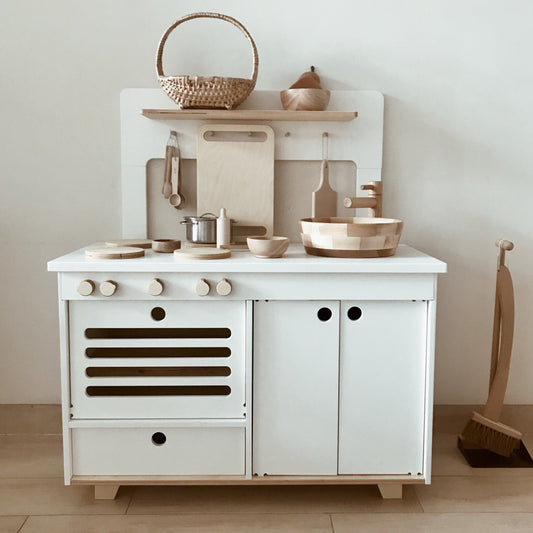 Milk Wooden Play Kitchen Kids Room Furniture Midmini