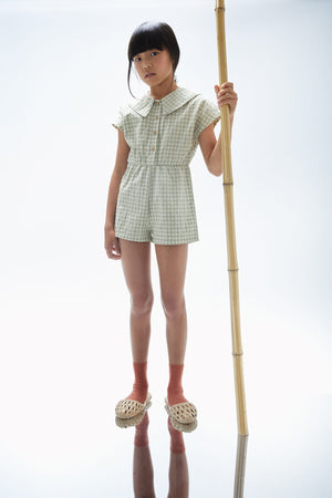 Beebe Overall Tea Green Checks Jumpsuits Jellymade