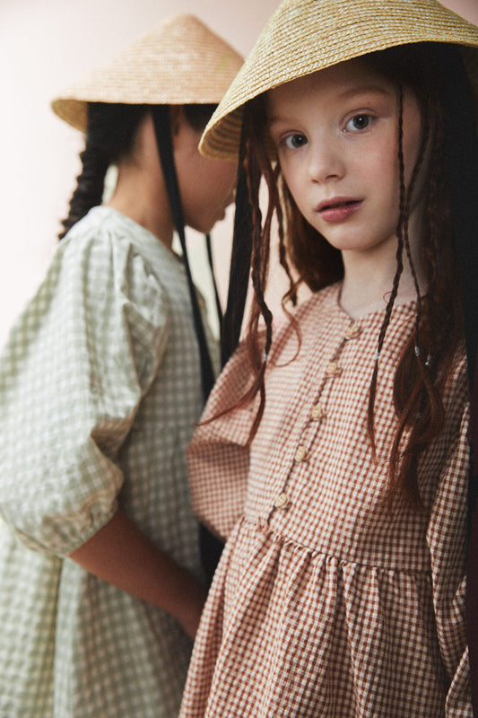 Corie Dress Brown Checks Dresses Jellymade