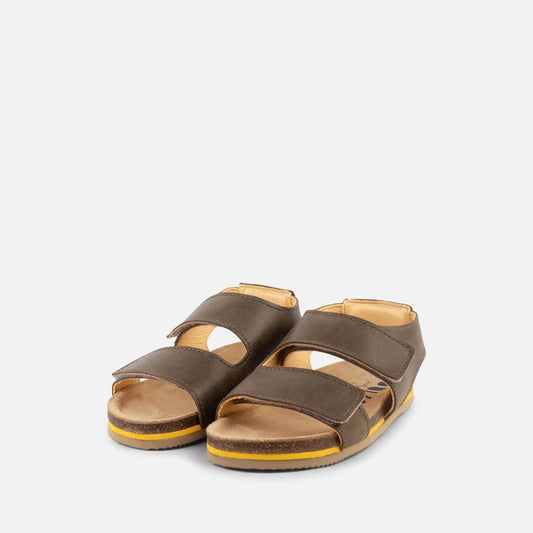 Khaki D-Velcro Sandals Shoes Dulis Shoes