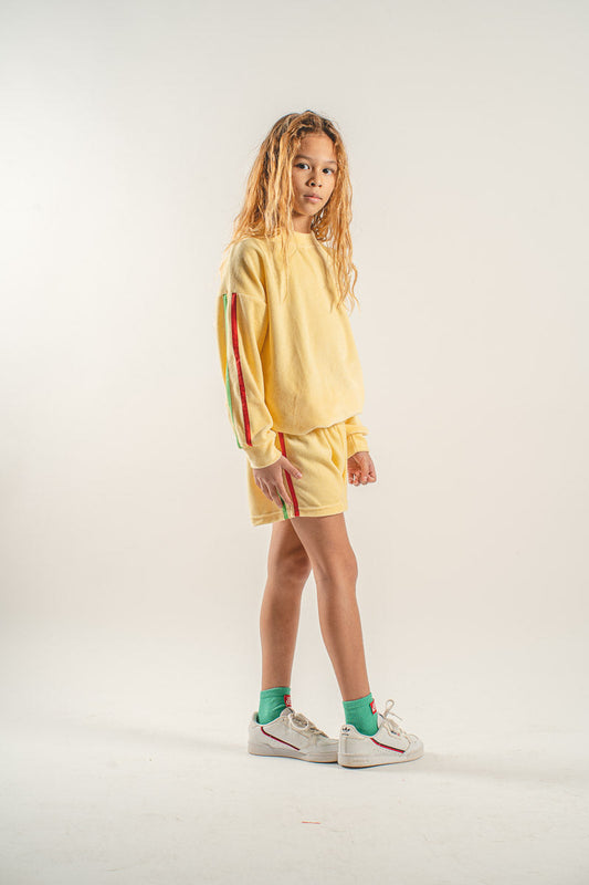 Yellow Velvet Shorts/Sweatshirt Set Sweatshirts Les Écoliers