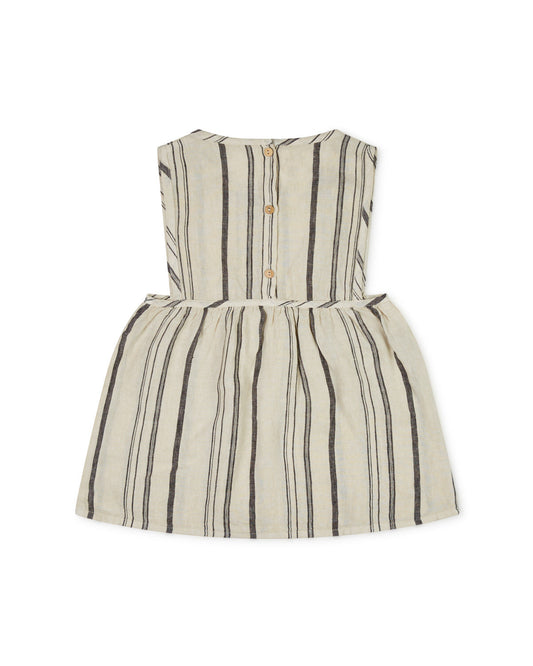 Nora Pinafore Dress Beige & Striped Dresses Matona