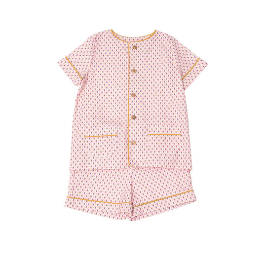 Pyjama Gab Pink / live Mustard Geometric