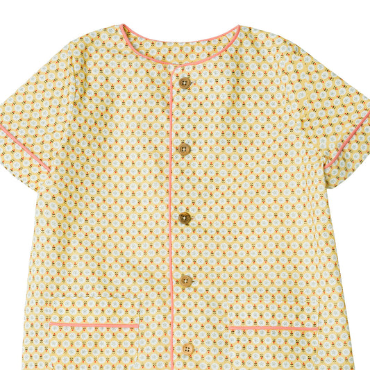 Pyjama Gab Mustard / live Coral Geometric
