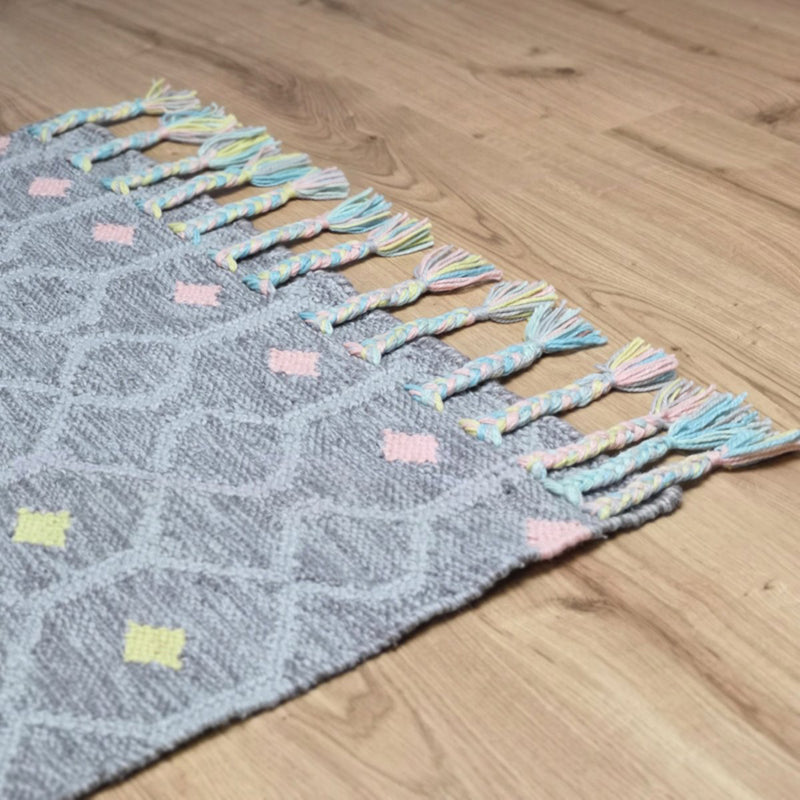 Gray carpet with colored details
