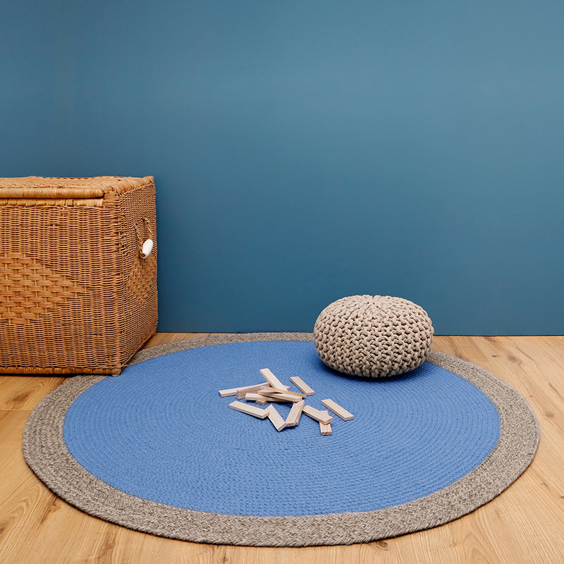 NOLAN Blue Braided Child Wool Carpet