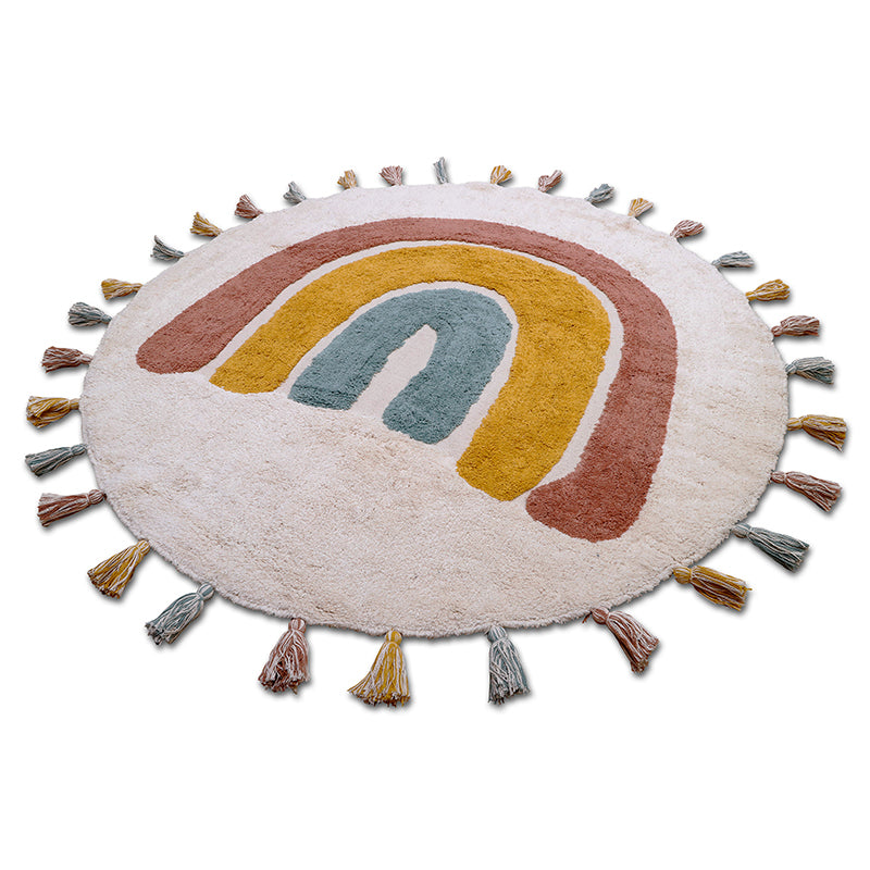 Rainbow Children's carpet with pompoms