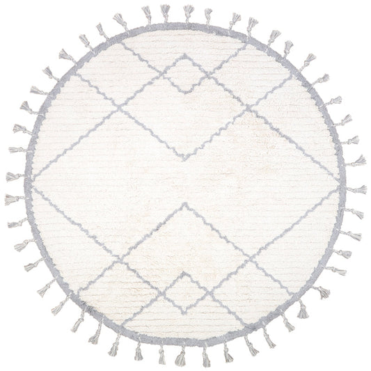 Natural gray round child carpet
