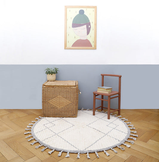 Natural gray round child carpet