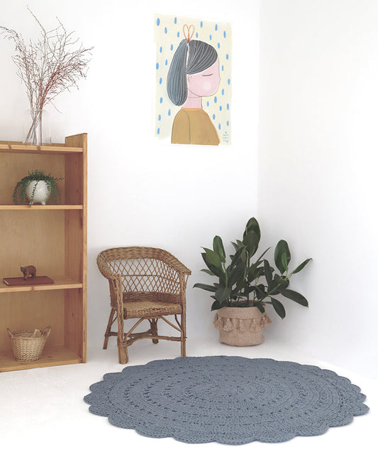 Alma blue gray crochet carpet