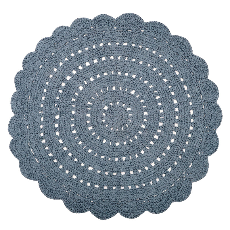 Alma blue gray crochet carpet