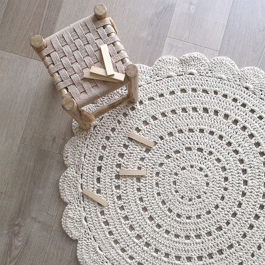 Alma Ecru Child Crochet Carpet