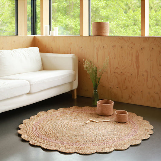 Neha nude jute round carpet