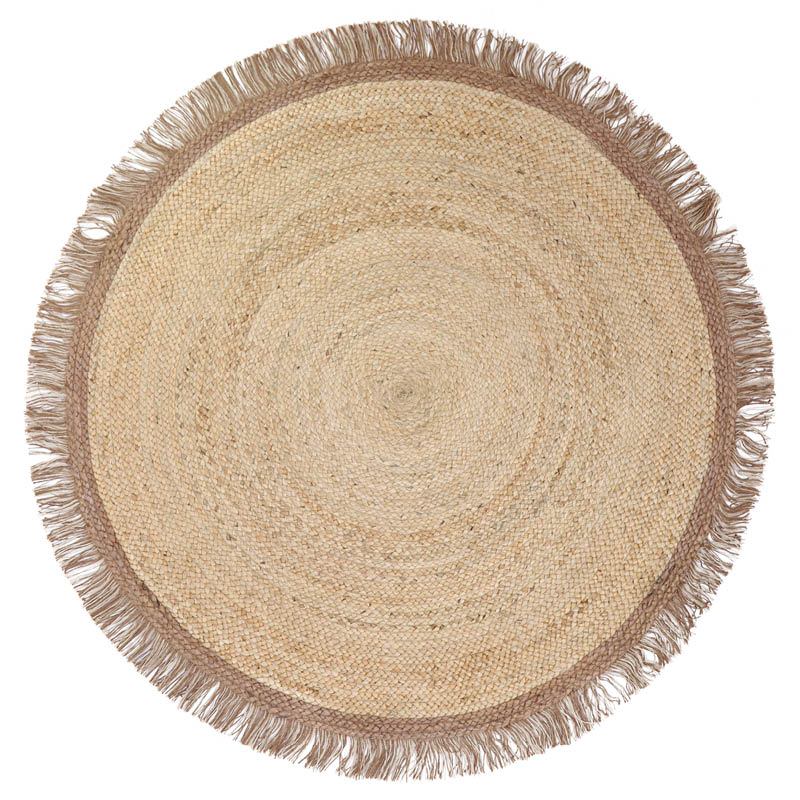 Thar Round jute carpet with fringes
