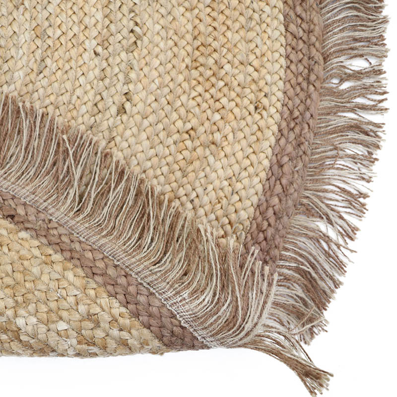 Thar Round jute carpet with fringes