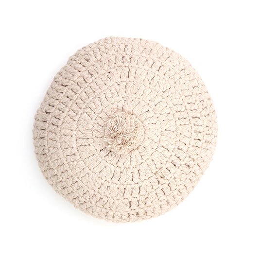 LENKA ECRU Round Crochet Cushion