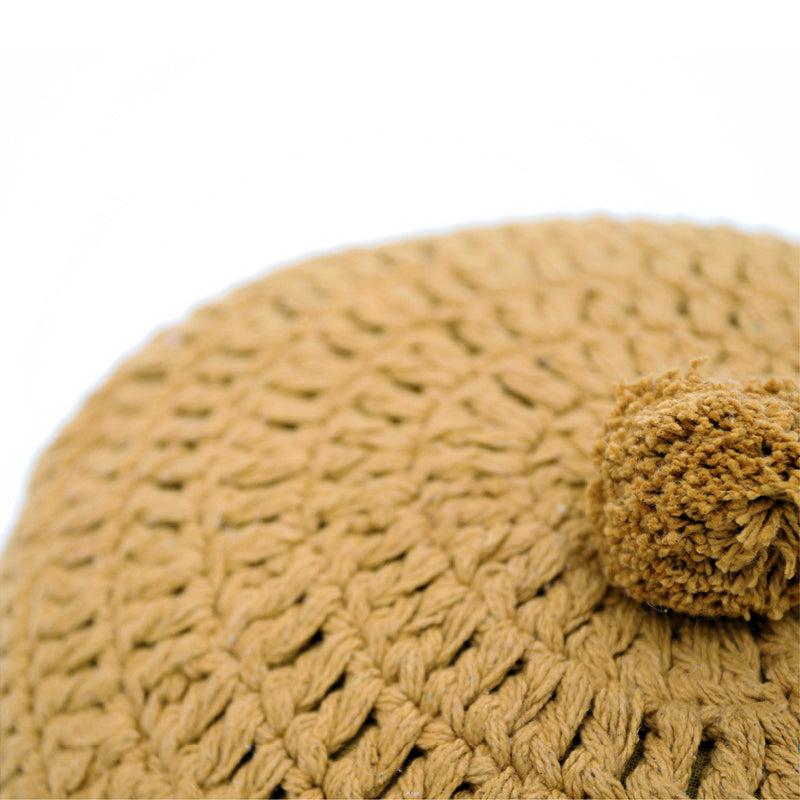 Lenka mustard round crochet cushion